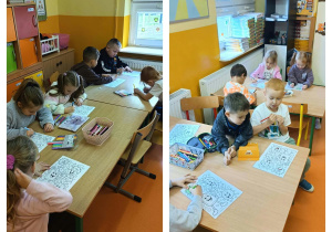 Doskonalenie sprawności manualnej i wykonanie pracy plastycznej- kolorowanie zarazków i mydła za pomocą mazaków.
