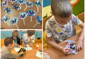 Warsztaty techniczne w grupie Promyczki w Dniu Kundelka - dzieci zapoznają się z techniką składania papieru origami.
