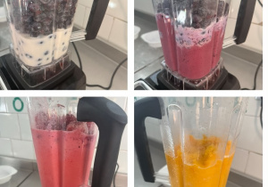 Różne smaki lodów przygotowywane w blenderze kielichowym.