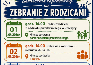 Plakat - zebranie z rodzicami.