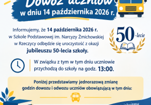 Plakat - Dowóz uczniów w dniu 14 października 2026 r.
