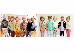 Grupowe zdjęcia dziewczynek oraz chłopców w grupie Biedronki