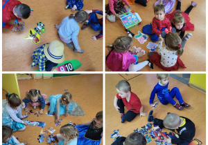 Dzieci 3-4 letnie układają puzzle