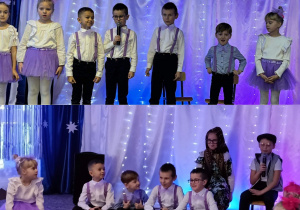 1.Dzieci z grupy Tygryski śpiewające na scenie.