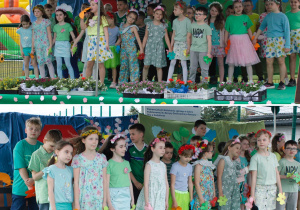 Dzieci z klas I- III występujące na scenie.