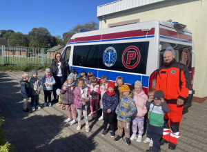 Motylki na tle Karetki Pogotowia z Ratownikiem Medycznym