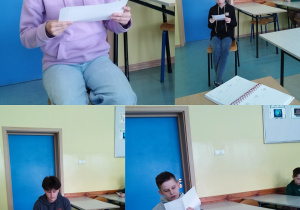 Uczestnicy konkursu podczas czytania tekstu.
