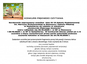 Plakat: „Konkursie Pięknego Czytania”.