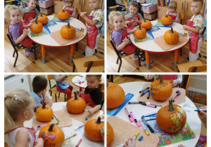 Kolaż- Kamyczki malują swoje dynie.