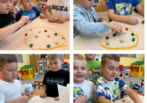 Dzieci z grupy Żabki grają w magnesy.