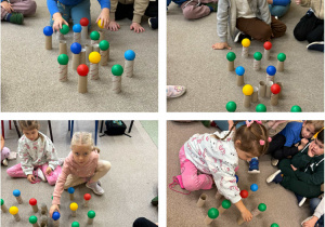 Ćwiczenie z piłeczkami w grupie Żabki.