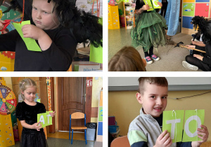 Dzieci losuję tabliczki z literkami i układają sylaby.