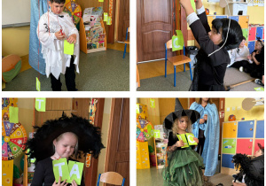 Zrywanie kartoników trzymanych przez duchy.