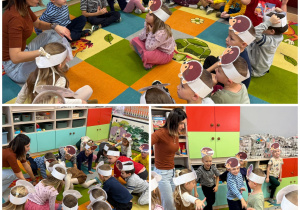 Zabawa dywanowa "Na dywanie siedzi jeż" w grupie Promyczki.