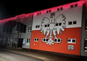 Szkoła Podstawowa im Narcyzy Żmichowskiej podświetlona na czerwono.