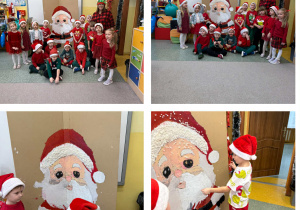 Dzieci z grupy Żabki wykonują portret Świętego Mikołaja.