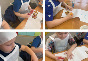 Wyciskanie kolorowego lukru na pierniczki.