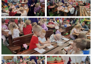 Dzieci spisują złe uczynki na kartce.