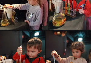 Dzieci z grupy Żabki podczas doświadczeń.