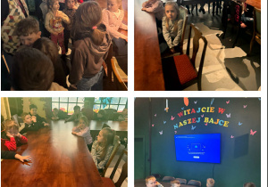 Dzieci podczas spotkania z Mikołajkom, która opowiadała dzieciom jak powstał film.