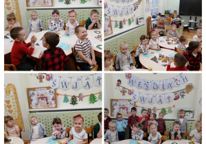 Dzieci z grupy Kamyczki podczas spotkania wigilijnego.