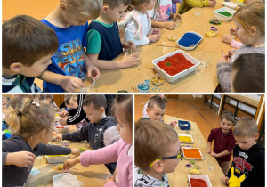 Promyczki z zaangażowaniem tworzą swoje kolorowe świece.