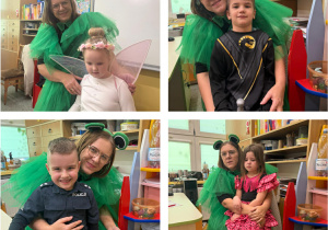 Dzieci z grupy żabki z Panią przebraną za Żabkę.