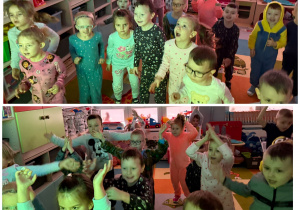 Gimnastyka w piżamach w grupie Promyczki.