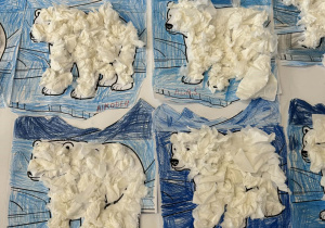 Niedźwiedź polarny, praca plastyczna dzieci.