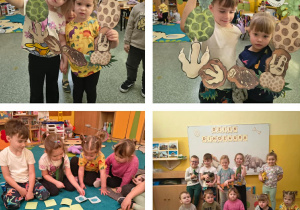 Dzieci z grupy Słoneczka podczas zabaw w Dzień Dinozaura.