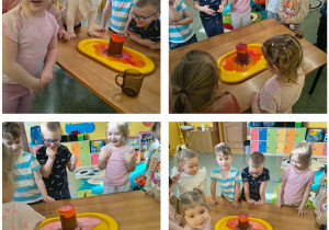 Grupa Słoneczka obserwuje wybuch wulkanu.