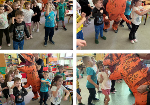 Taniec z dinozaurem w grupie Żabki.