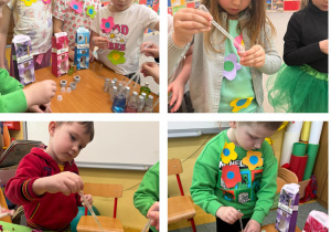 Dzieci z grupy Żabki tworzą swoje własne kompozycje zapachowe.