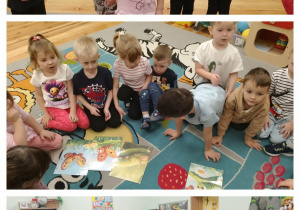 Dzieci z grupy Kamyczki poznają opowiadanie o gąsienicy Gabi.