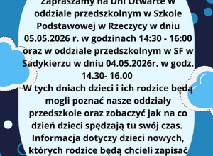 Plakat - Dni otwarte w oddziałach przedszkolnych
